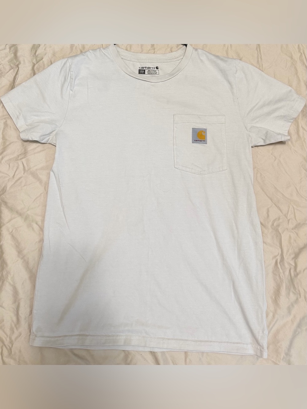 Carhartt White Short-Sleeve Pocket Tee with Logo Patch